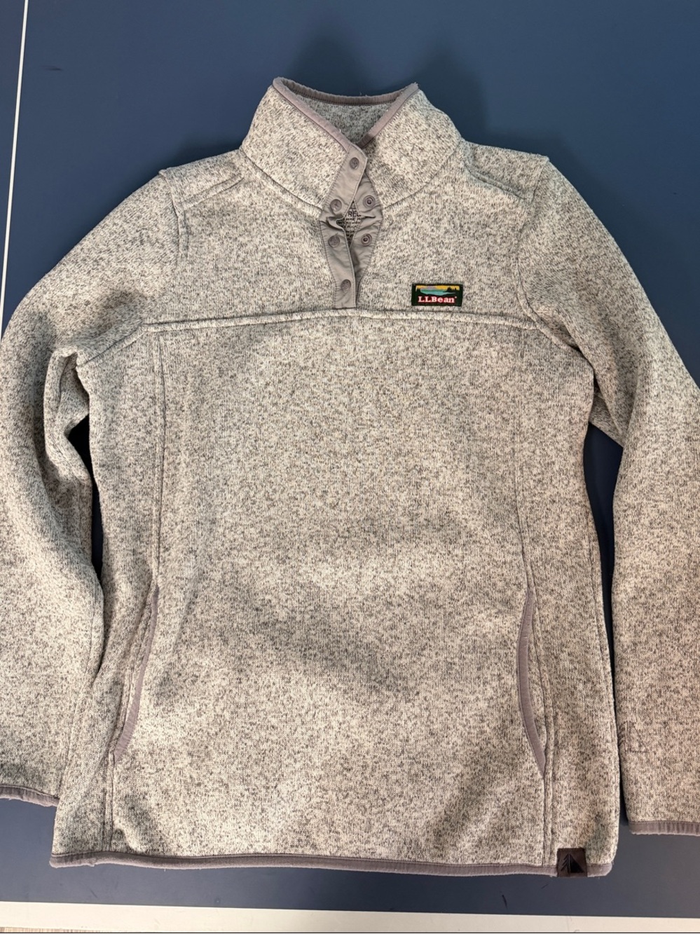 L.L.Bean Heather Gray Snap-Placket Fleece Pullover